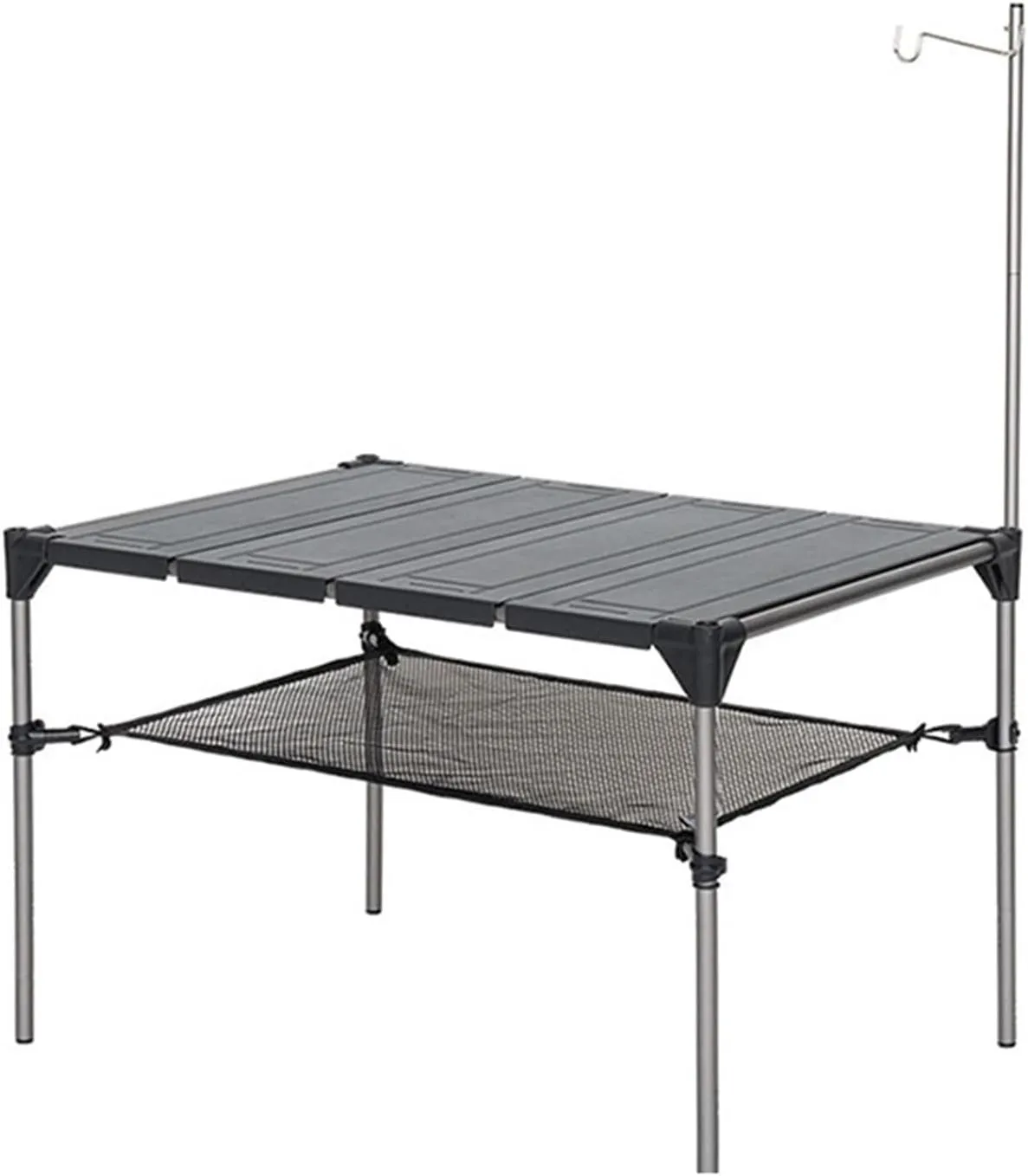 Folding Dining Table Lightweight Rain-Proof Detaable Outdoor Camping Desk Aluminum Alloy Folding Table Portable Picnic Fishing Beer Table (Color : with Lamp Holder)