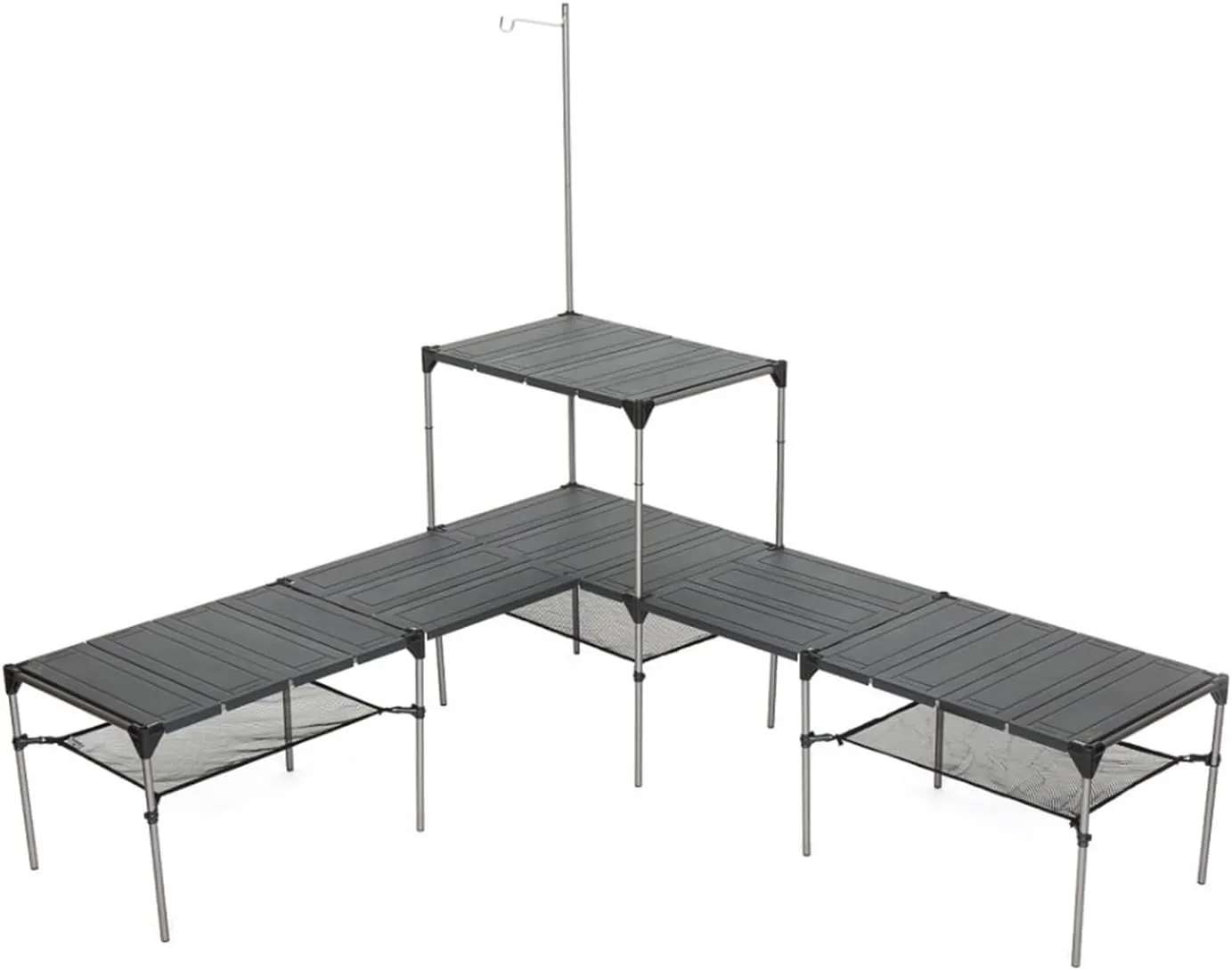 Folding Dining Table Lightweight Rain-Proof Detaable Outdoor Camping Desk Aluminum Alloy Folding Table Portable Picnic Fishing Beer Table (Color : with Lamp Holder)