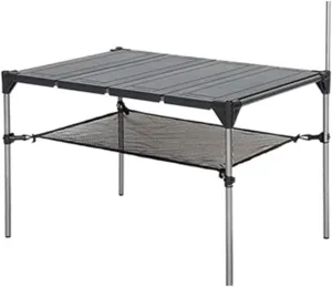 Folding Dining Table Lightweight Rain-Proof Detaable Outdoor Camping Desk Aluminum Alloy Folding Table Portable Picnic Fishing Beer Table (Color : with Lamp Holder)