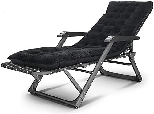 Folding Gravity Lounge Chair Deck Cotton Cushion Adjustable Reclining Garden Outdoor Patio Sun Loungers