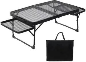 Folding Grill Table Camping Table,Height Adjustable Camping Folding Mesh Table,Outdoor Picnic Table Lightweight Metal Table for Camping Picnic Beach BBQ