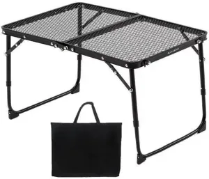 Folding Grill Table Camping Table,Height Adjustable Camping Folding Mesh Table,Outdoor Picnic Table Lightweight Metal Table for Camping Picnic Beach BBQ