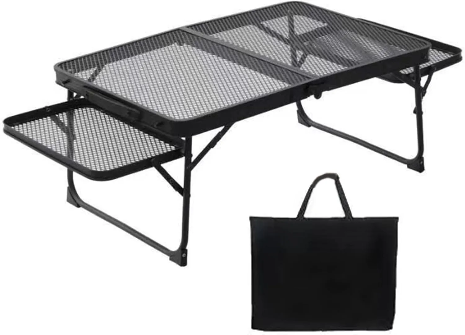 Folding Grill Table Camping Table,Height Adjustable Camping Folding Mesh Table,Outdoor Picnic Table Lightweight Metal Table for Camping Picnic Beach BBQ