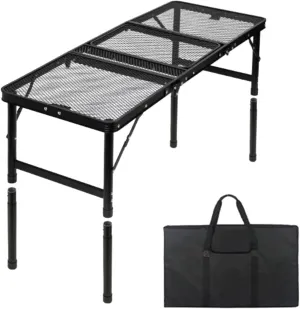 Folding Grill Table Folding Picnic Table Multipurpose Aluminum Alloy Ultralight Camping Table Adjustable for Camping Picnic, M