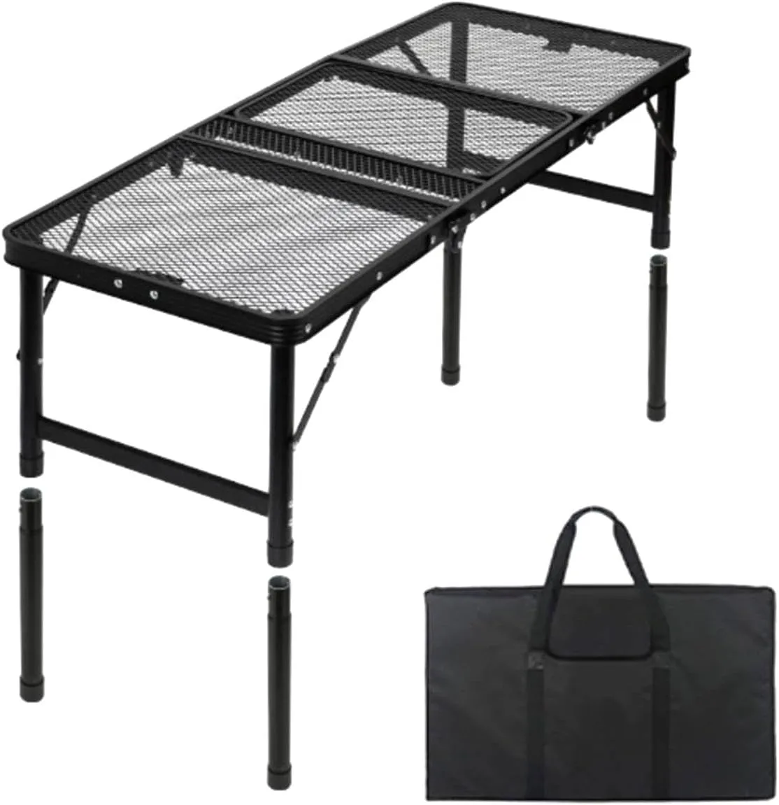 Folding Grill Table Folding Picnic Table Multipurpose Aluminum Alloy Ultralight Camping Table Adjustable for Camping Picnic, M