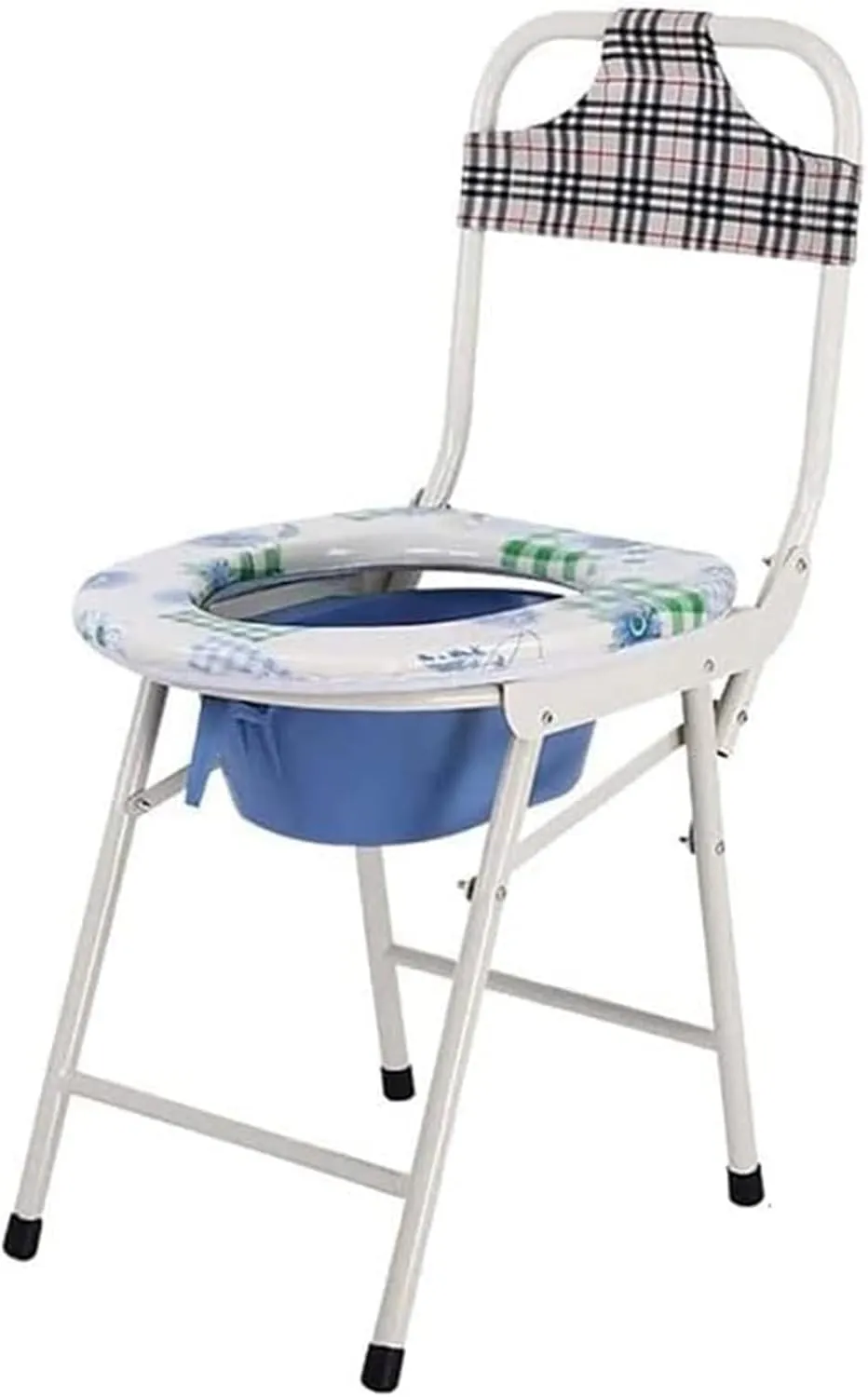 Folding Lightweight Commode Portable Camping Toilet Chair Bedside Commode Elderly Disabled Folding Non Slip Shower Chair with Backrest for Trips Hiking Commode Toilet Chair Seat