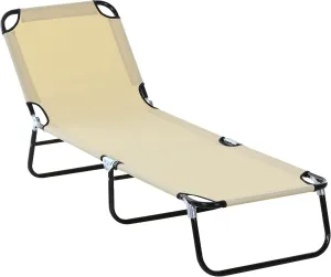 Folding Lounge Pool Chair with 4-Position Reclining Back, Breathable Mesh Seat, for Beach, Yard, Patio(77.50"×22.75"×30.00"). (Beige)