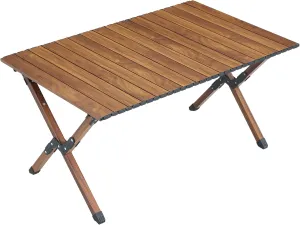 Folding Outdoor Table Foldable Camping Table Lightweight Aluminum Roll Up Rectangular Picnic Table for Indoor Outdoor Camping Picnics Beach Backyard BBQ Party Patio Brown