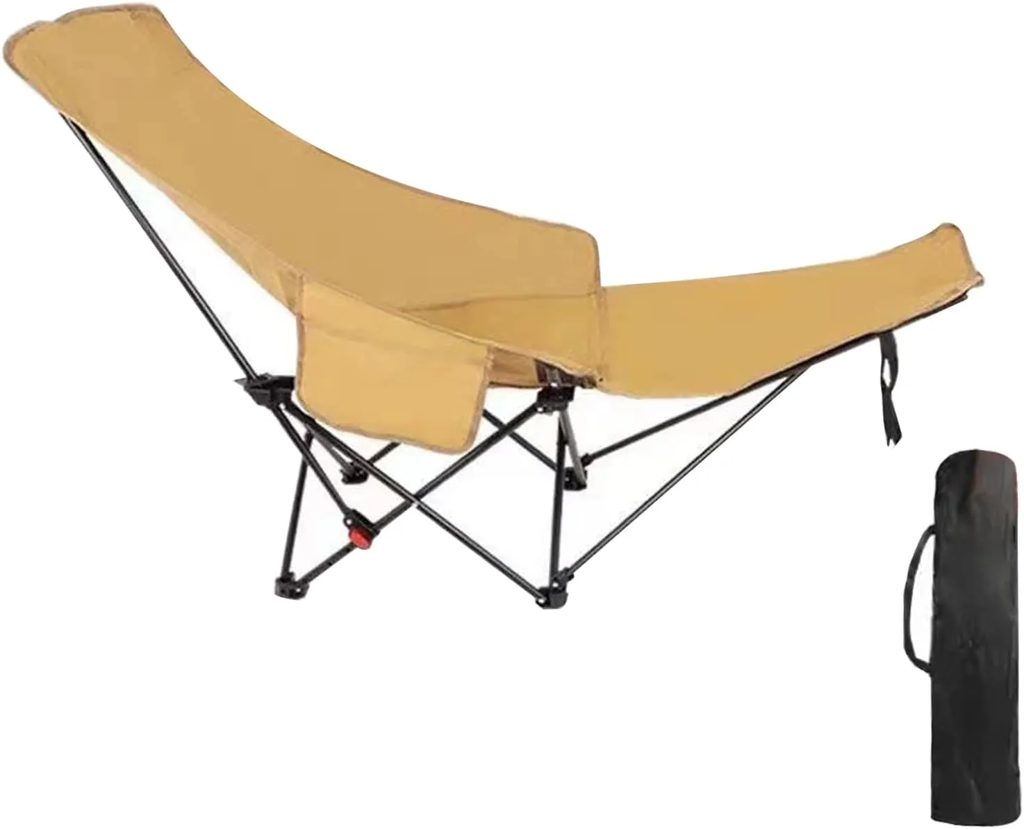 Folding Reclining Camping Chair with Adjustable Backrest and Footrest Camping Lounge Chair for Outdoor Camp Hiking Beach Travel Picnic BBQ (Khaki)