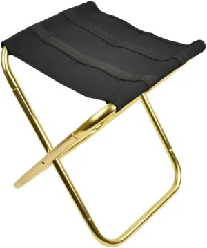Folding Stool Lightweight Portable Collapsible Camping Chair for Adults for Fishing BBQ Beach Travel Durable Iron Design Black Golden Finish