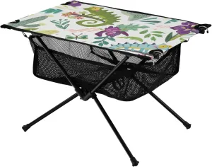 Folding Table Camping Chameleon Cute Cartoon Kids Colorful Adjustable Packable Outdoor Table with Storage Bag for Beach Fishing Camping