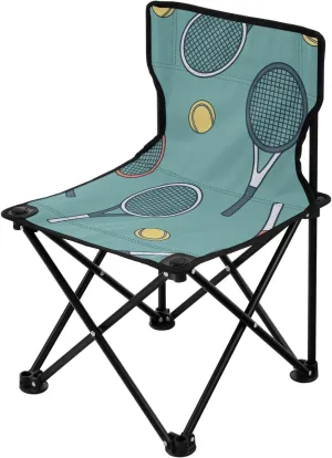 Folding Tennis Ball Pattern Camp Chairs Ultralight Backpack Chairs for Adults Carry Bag Included Hiking Chair for Outdoor Traveling