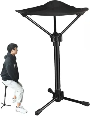 Folding Tripod Stool, Portable Camping Stools with Storage Bag, 24-31 Inch Telescopic Aluminium Alloy up Travel Seat for Hiking Backpacking Fishing Walking Events