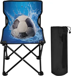 Football Shock Water Portable Outdoor Folding Chair Anti-Slip Padded Oxford Cloth Stool Camping Chair Small for Beach Hiking Fishing Gardening Quad Camp Chair