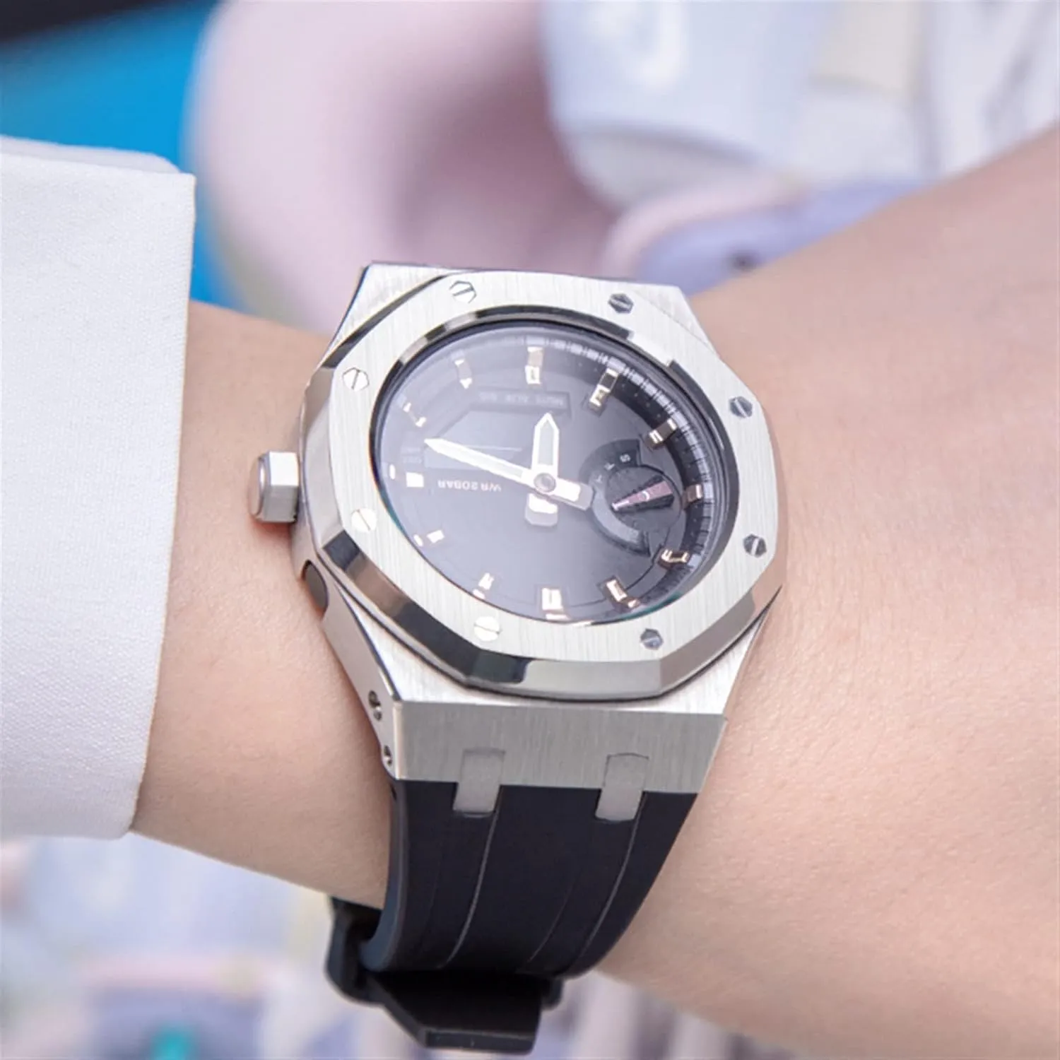 For GA2100STHS-1A Metal Watch Case Silicone Watchband 316 Stainless Steel Modified Accessories Kit