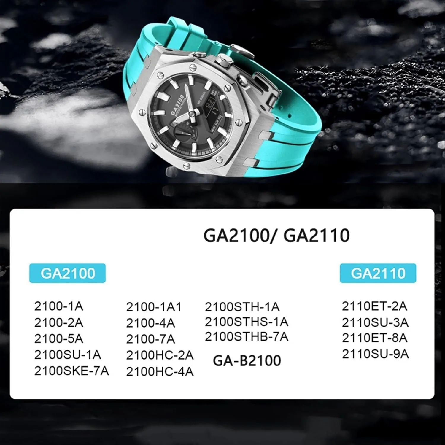 For GA2100STHS-1A Metal Watch Case Silicone Watchband 316 Stainless Steel Modified Accessories Kit