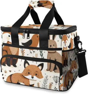 Forest Squirrel Rabbit Childish Cooler Bag Insulated Cooler Soft Sided Cooler 24 Can Portable Picnic Bag Large Leakproof Lunch Bag Box for Beach Grocery Camping Travel Car Men Women