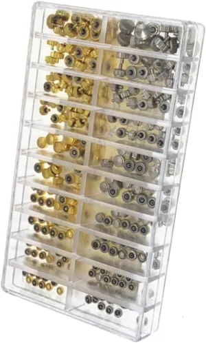 FRCOLOR 300pcs Watch Crown Parts Kit Assorted Head Watch Stems Durable Accessories for Watchmakers Repair Mixed Spare Parts