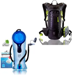 FREEMOVE 2L Hydration Bladder   Daypack Backpack - Black, 10L Capacity & Many Compartments