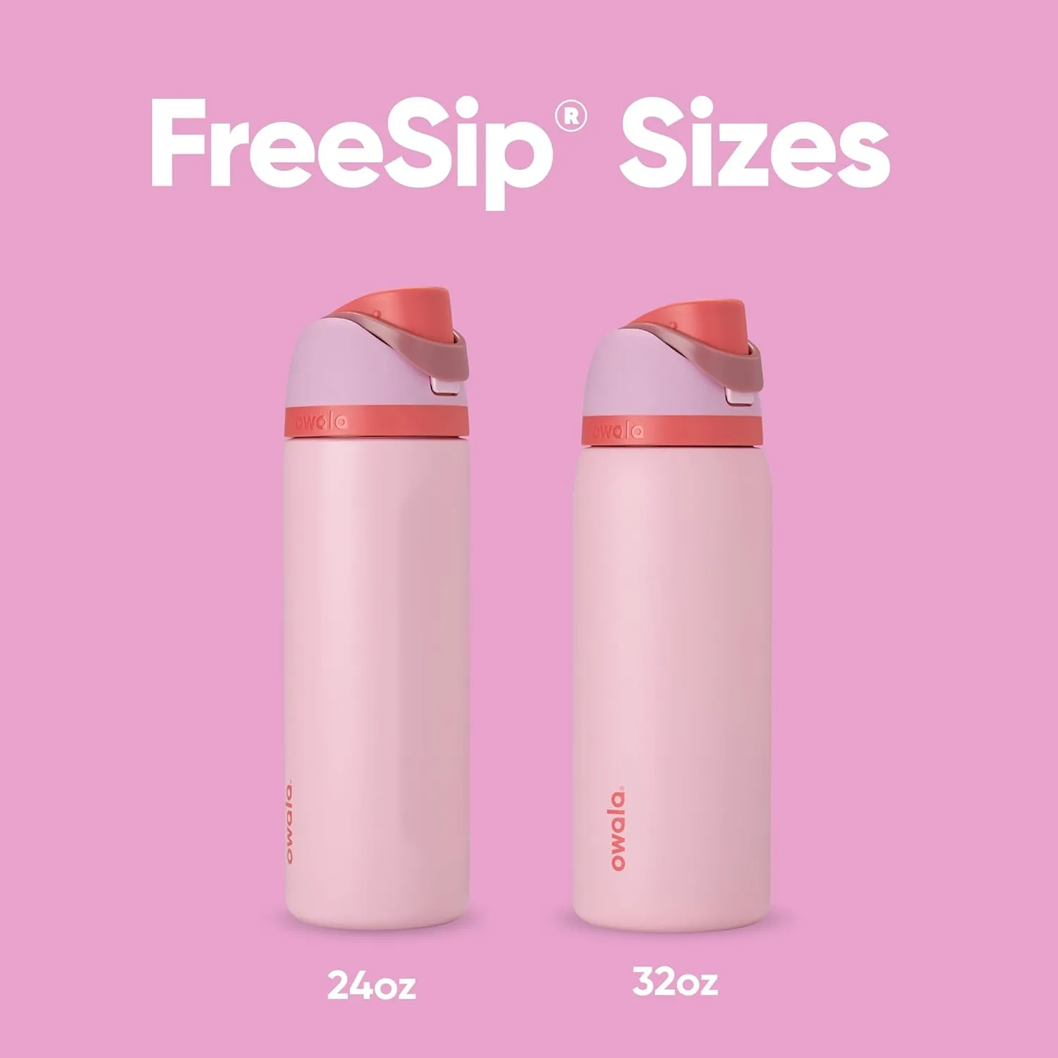 FreeSip Insulated Stainless Steel Water Bottle with Straw for Sports and Travel, BPA-Free Sports Water Bottle, 24 oz, Pink, Angel Food Cake