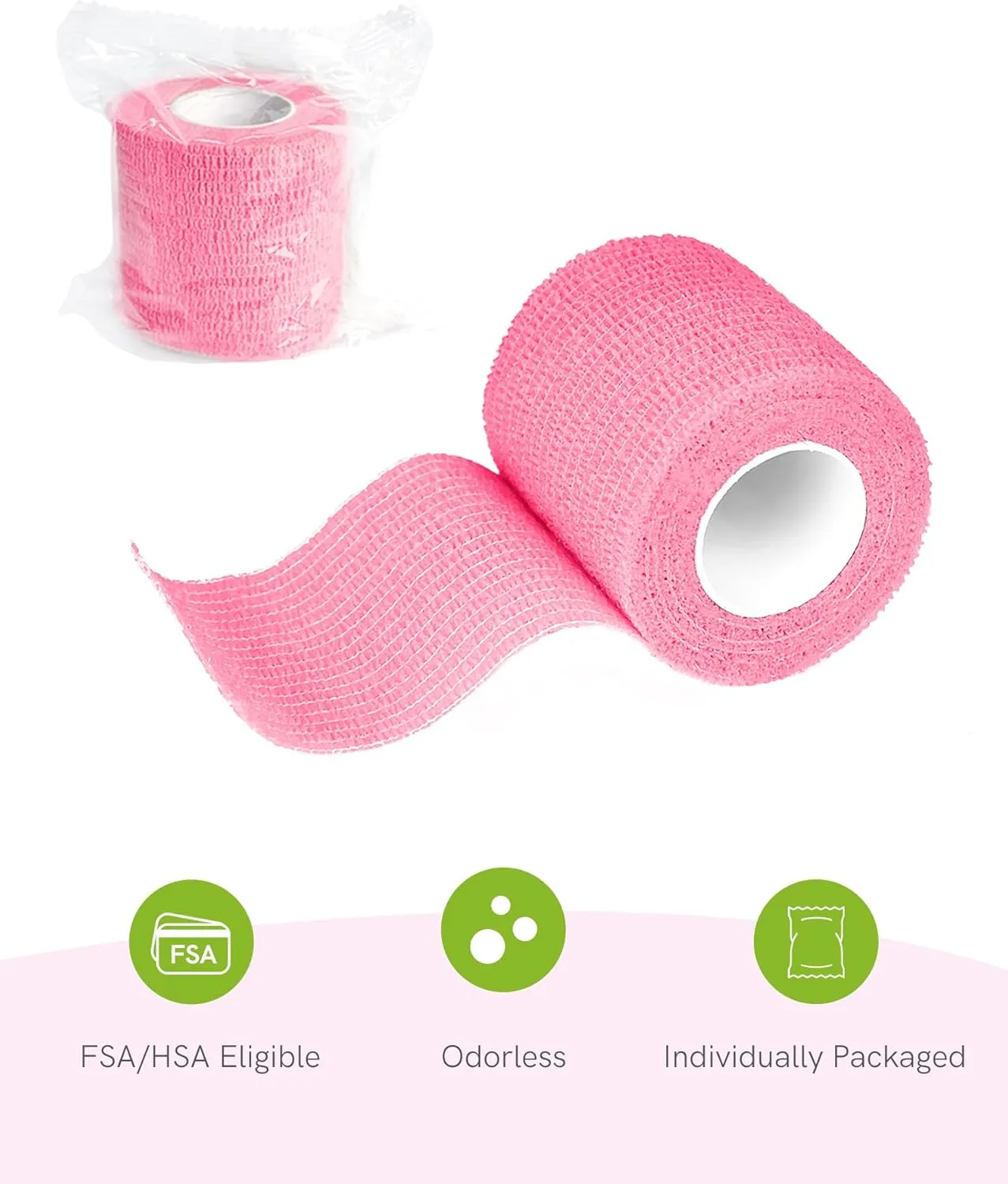 FriCARE Self Adhesive Bandage Wrap, Medical Tape in First Aid Kit, Cohesive Bandages for Wounds Sport Vet, FSA/HSA Eligible, 2 Inches X 5 Yards 16 Rolls, Glowing
