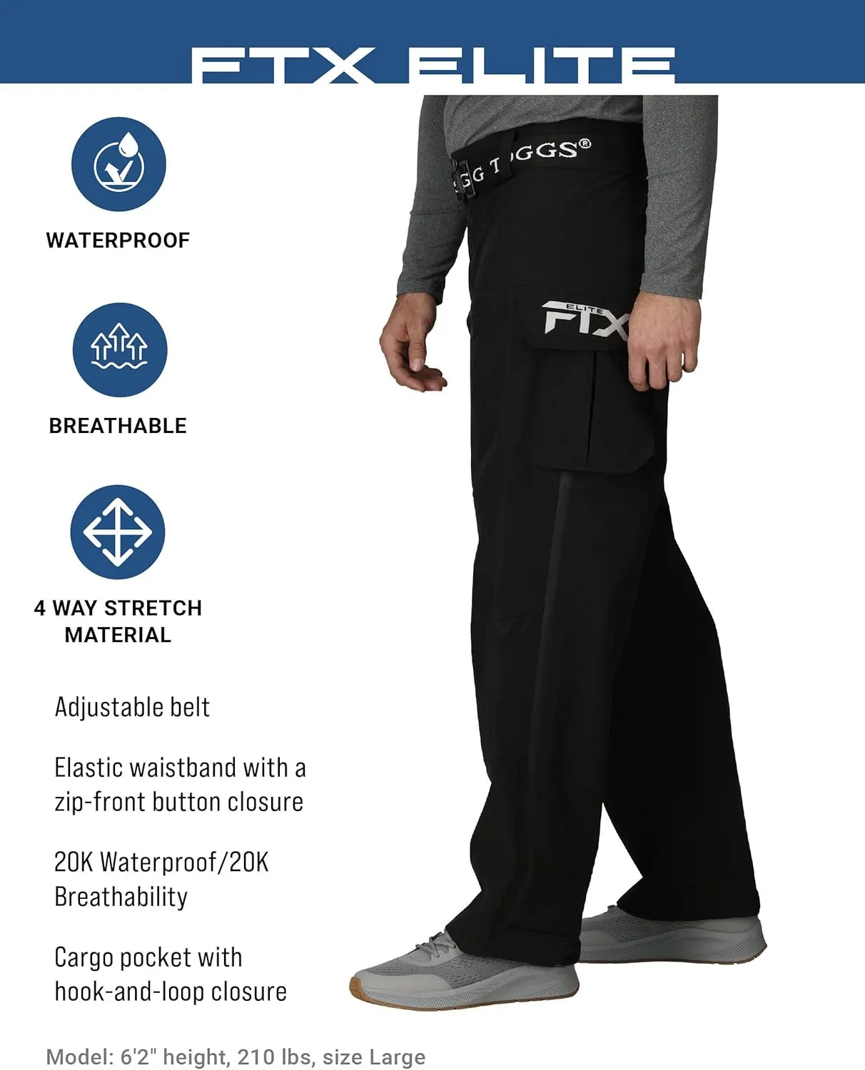 FROGG TOGGS Men's Ftx Elite Ultra Performance 3-Layer Waterproof Pants