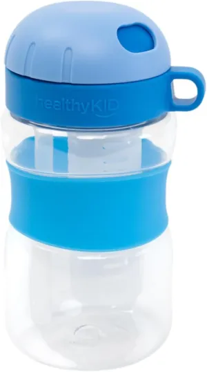 Fruit Infuser Water Bottle. 10oz BPA-Free Tritan. Fun Infusion Basket for Fruits with Matching Muddler and Recipes. Leak-Proof Screwtop Lid with Easy-Sip Straw Cup. (Blue)