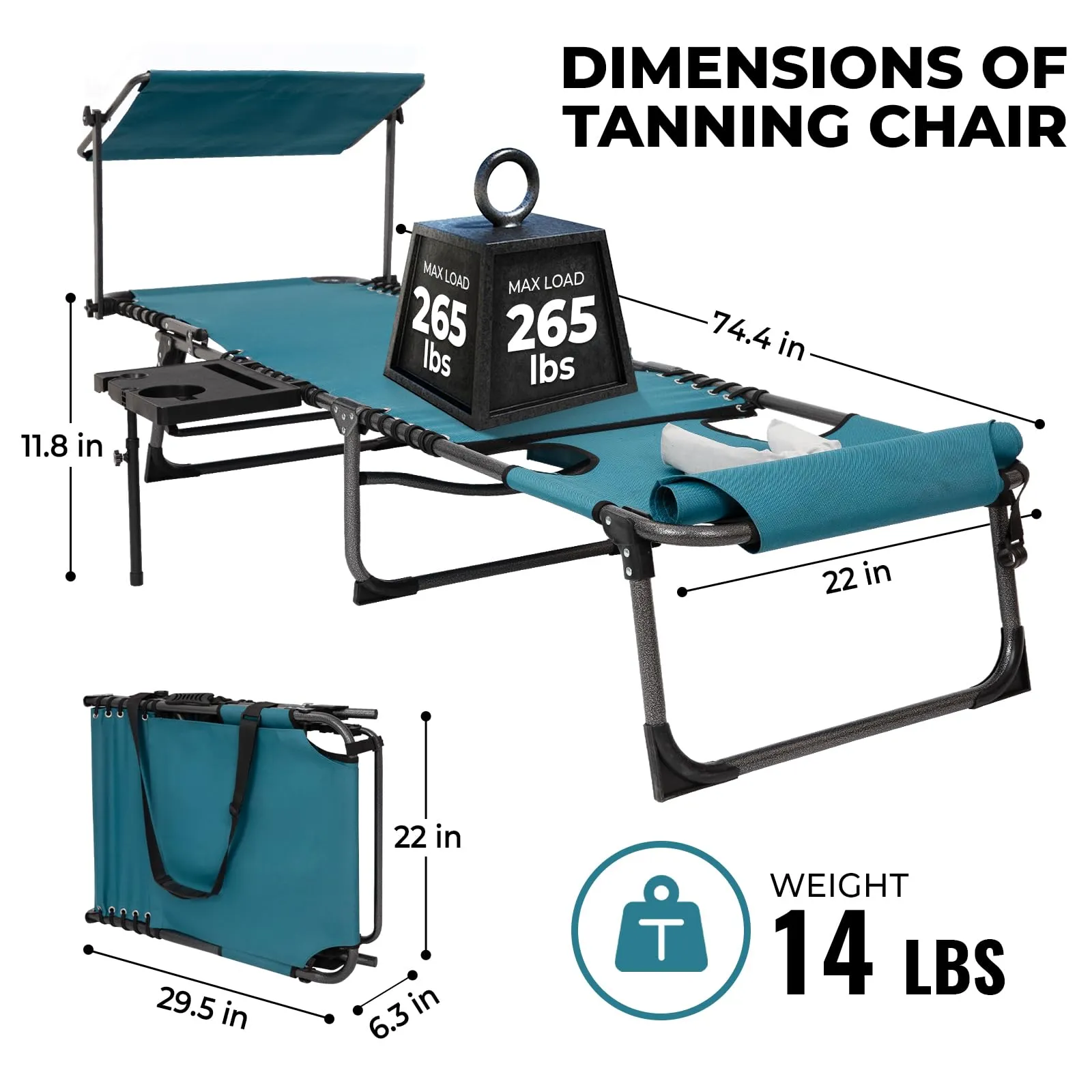 FUNDANGO 4-in-1 Adjustable Tanning Lounge Chair for Pool, Beach, Patio