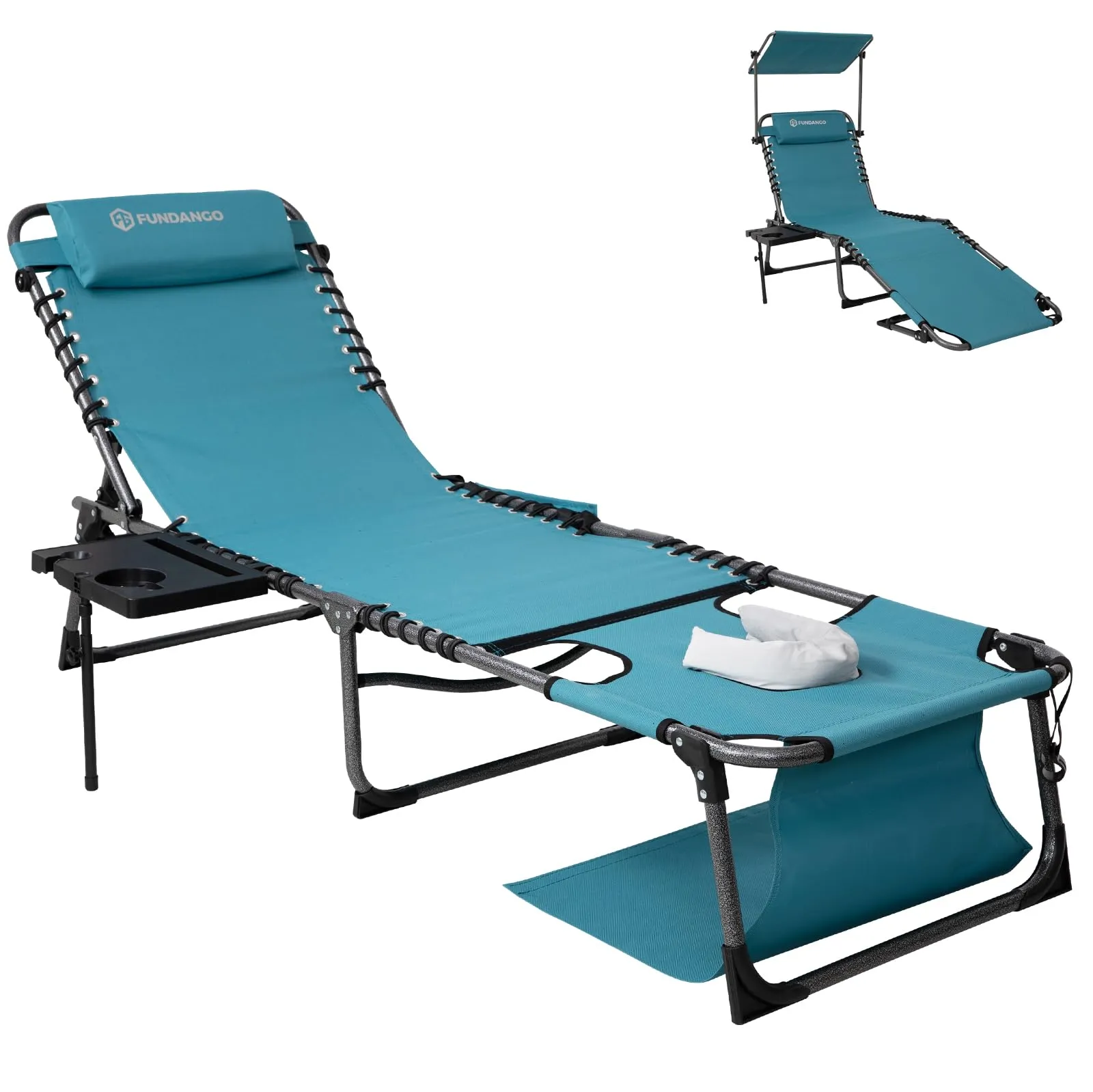 FUNDANGO 4-in-1 Adjustable Tanning Lounge Chair for Pool, Beach, Patio