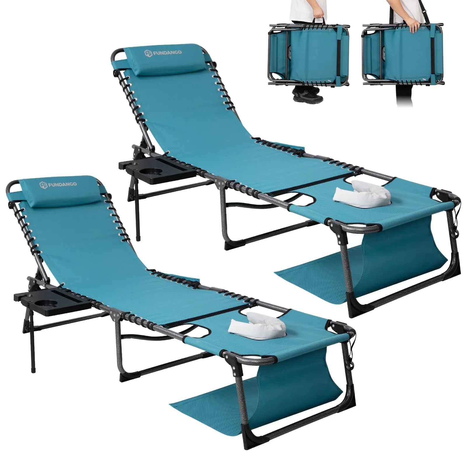 FUNDANGO 4-in-1 Adjustable Tanning Lounge Chair for Pool, Beach, Patio