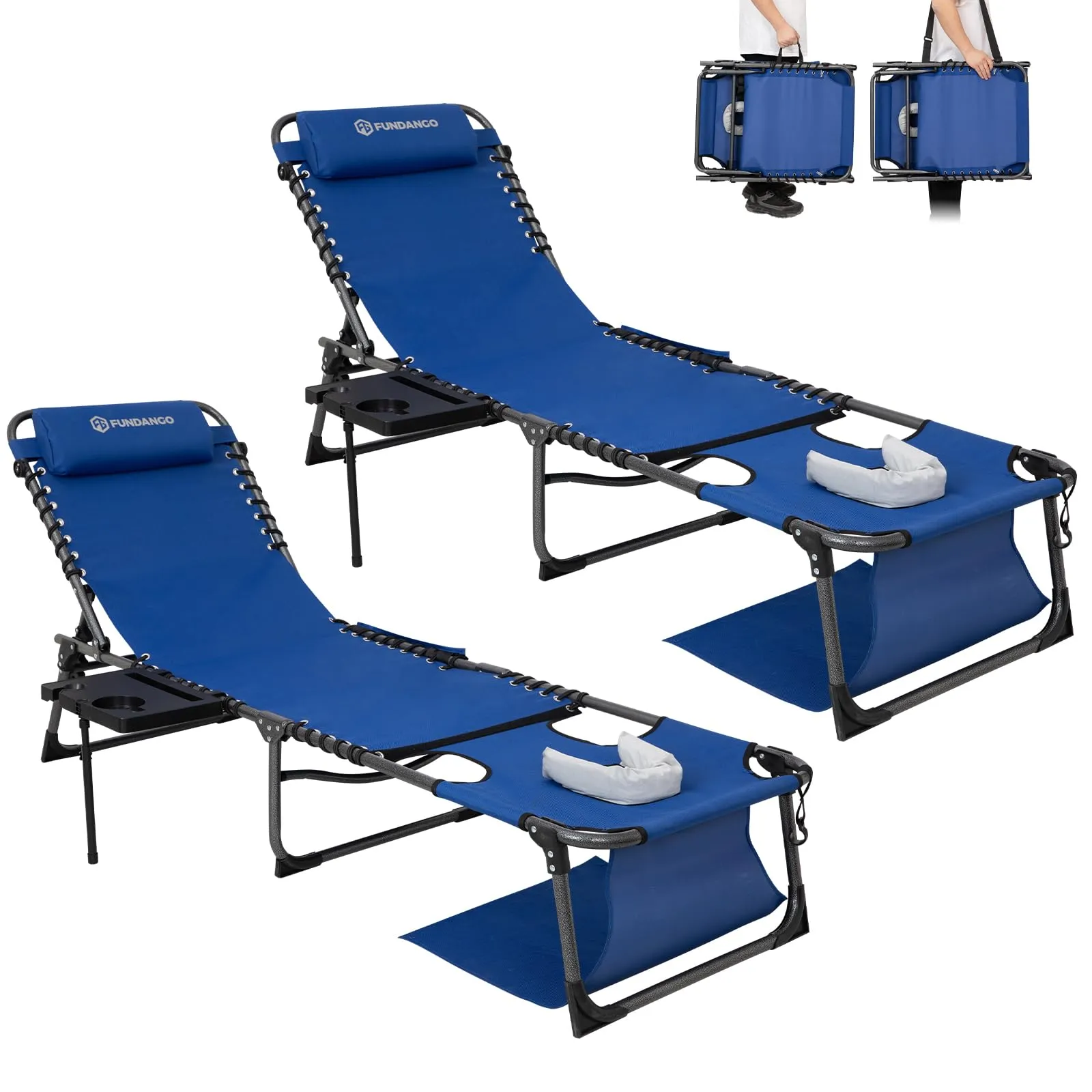 FUNDANGO 4-in-1 Adjustable Tanning Lounge Chair for Pool, Beach, Patio