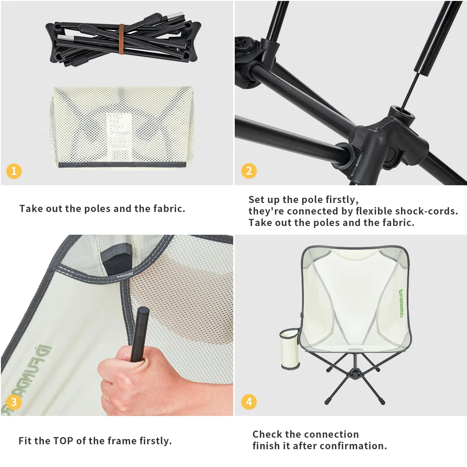 FUNDANGO Ultralight Portable Low-Back Camping Chairs