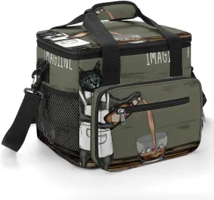 Funny Cat Bartender 22.5L Insulated Camping Coolers Bag Cute Animal Large Leakproof Ice Chest for Beach Travel Picnic