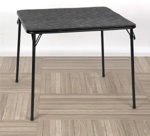 FurnitureR Durable Folding Camping Table, 33.9 Inch Square Metal Construction, Fold-up & Portable Design Perfect for Outdoor Adventures, Picnics, and Tailgates, Black