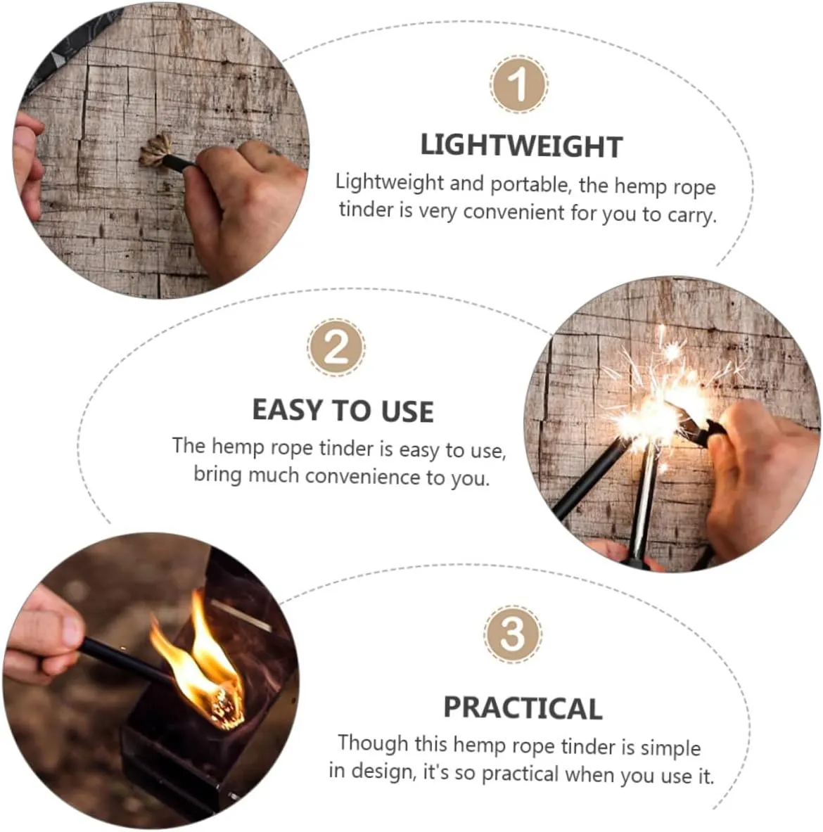 Fuse Fire Piston Air Emergency Campfire Kit Fire Pit Heat Logs Solar Starting Rope Cord