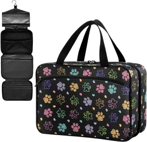 Fustylead Colorful Doodle Cute Paw Print Large Medical Storage Bag with Zipper Empty First Aid Bag Trauma Kit for Traveling Hiking Camping Backpacking