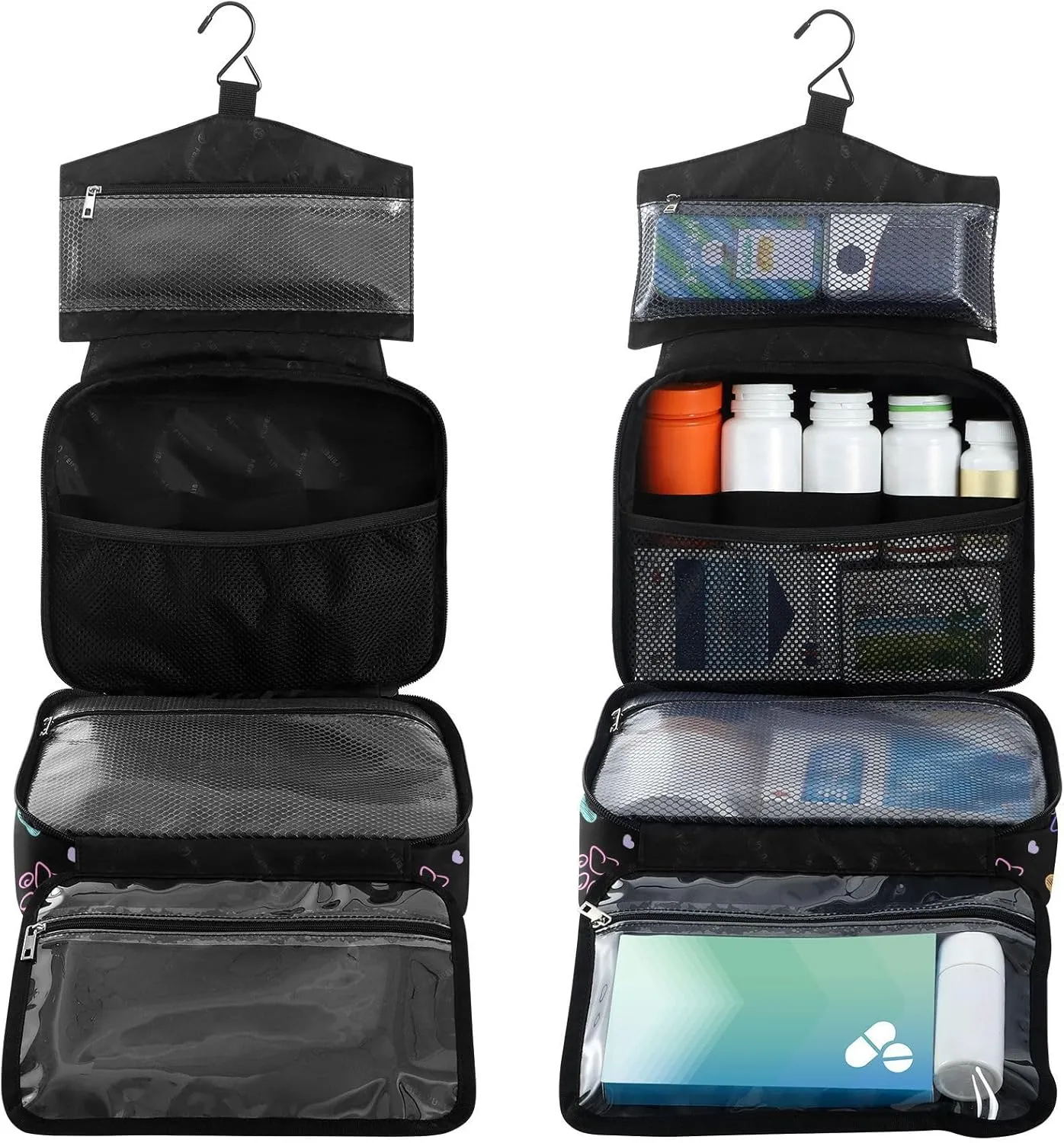 Fustylead Colorful Doodle Cute Paw Print Large Medical Storage Bag with Zipper Empty First Aid Bag Trauma Kit for Traveling Hiking Camping Backpacking