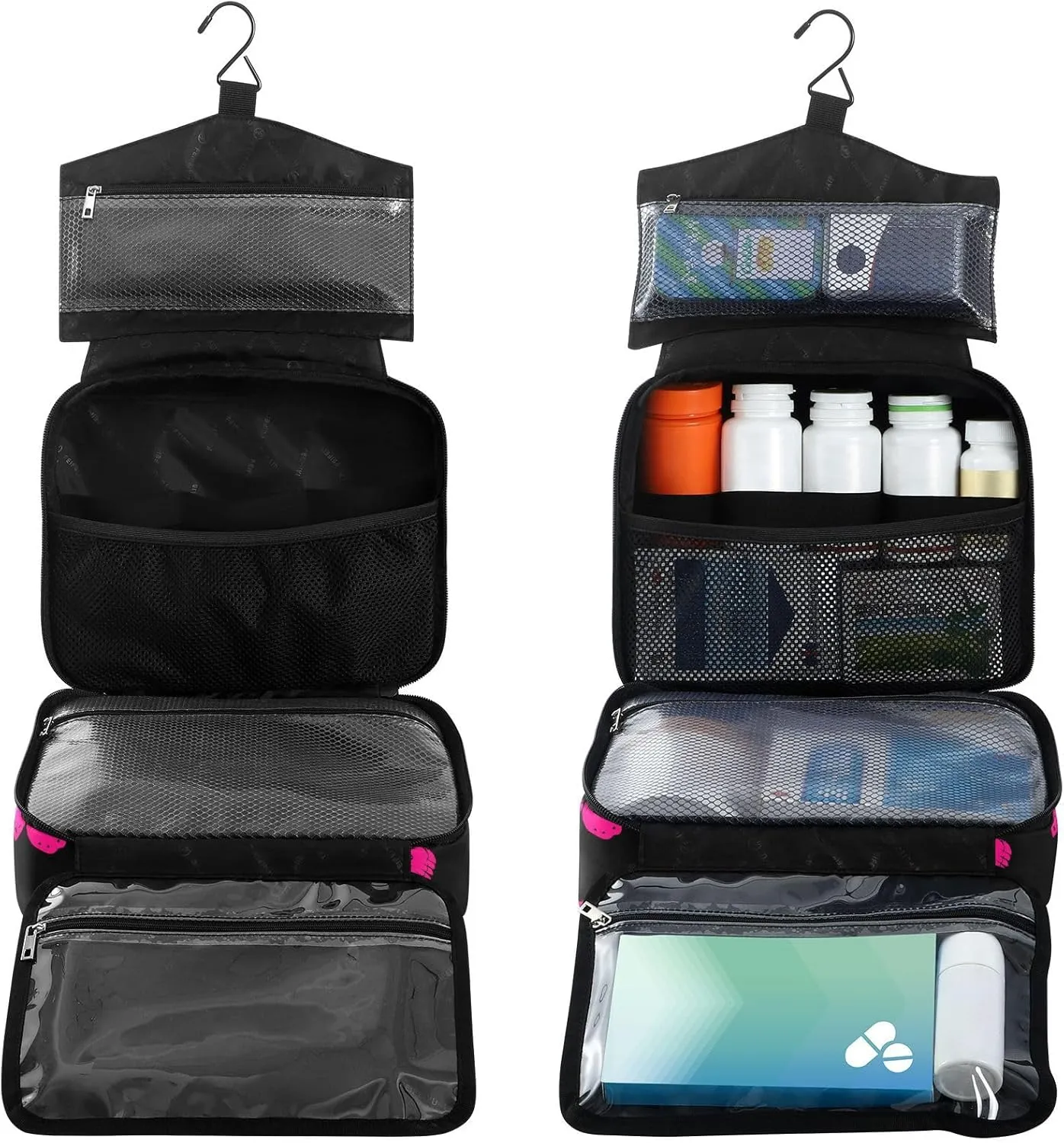 Fustylead Cute Hot Pink Wild Butterfly Large Medical Storage Bag with Zipper Empty First Aid Bag Trauma Kit for Traveling Hiking Camping Backpacking