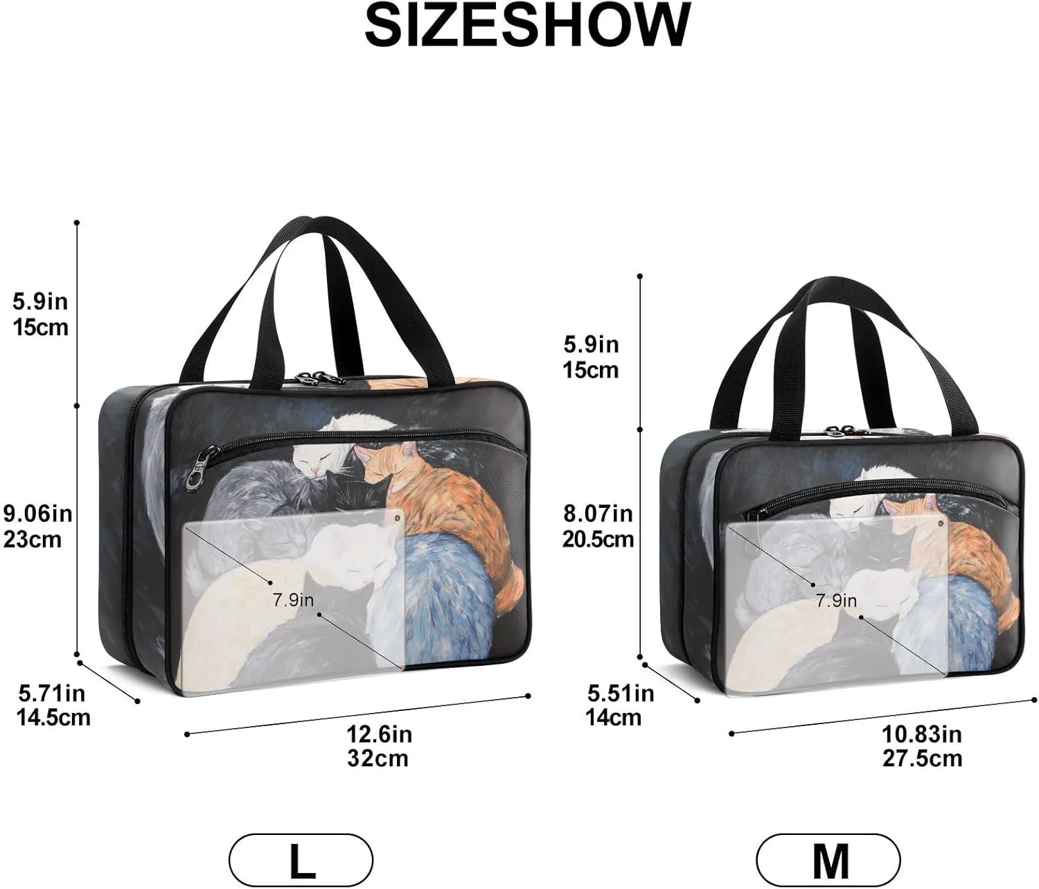 Fustylead Sleeping Huddled Colorful Cats Large Medical Storage Bag with Zipper Empty First Aid Bag Trauma Kit for Traveling Hiking Camping Backpacking