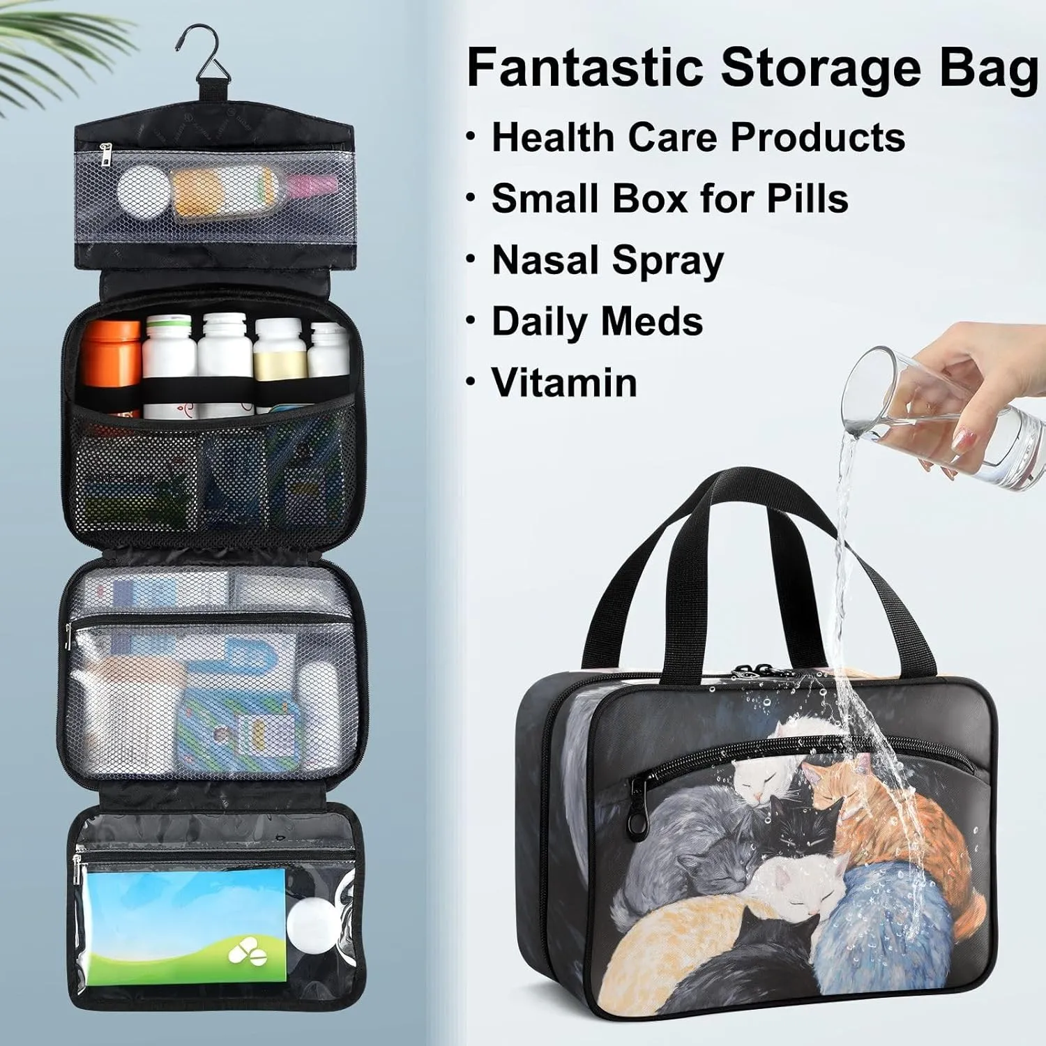 Fustylead Sleeping Huddled Colorful Cats Large Medical Storage Bag with Zipper Empty First Aid Bag Trauma Kit for Traveling Hiking Camping Backpacking