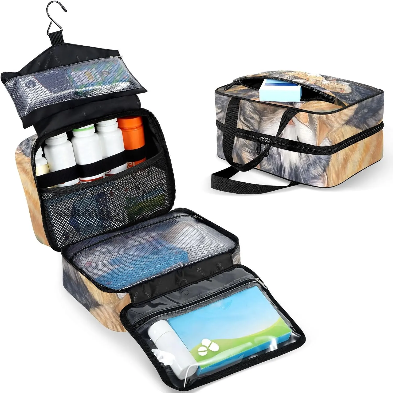 Fustylead Sleeping Huddled Cute Cats Large Medical Supplies Organizer Bag with Zipper Empty First Aid Bag Trauma Kit for Traveling Hiking Camping
