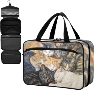 Fustylead Sleeping Huddled Cute Cats Large Medical Supplies Organizer Bag with Zipper Empty First Aid Bag Trauma Kit for Traveling Hiking Camping