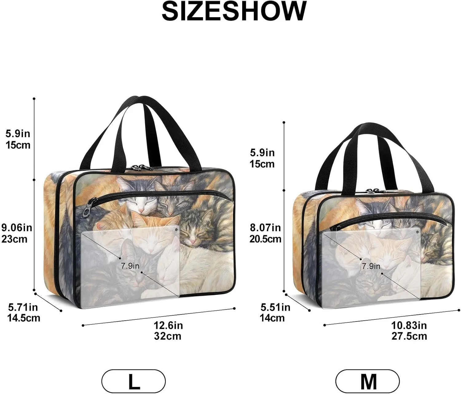 Fustylead Sleeping Huddled Cute Cats Large Medical Supplies Organizer Bag with Zipper Empty First Aid Bag Trauma Kit for Traveling Hiking Camping