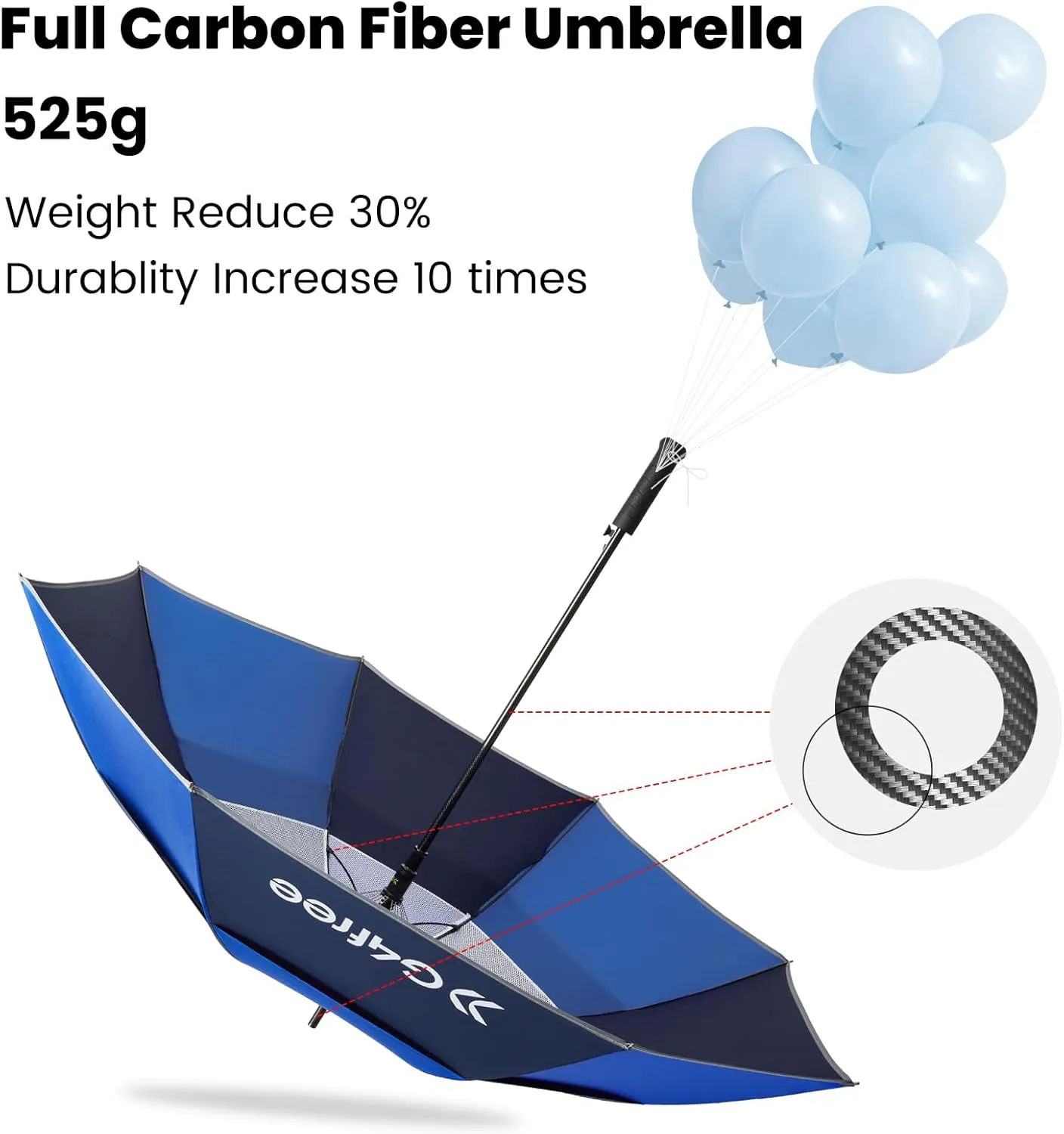 G4Free Strongest Golf Umbrella with Full Carbon Fiber, Well-constructed & Super Lightweight & Windproof Double Vented Mesh Canopy Large Oversized Stick Umbrellas for Rain Sun, Automatic Open