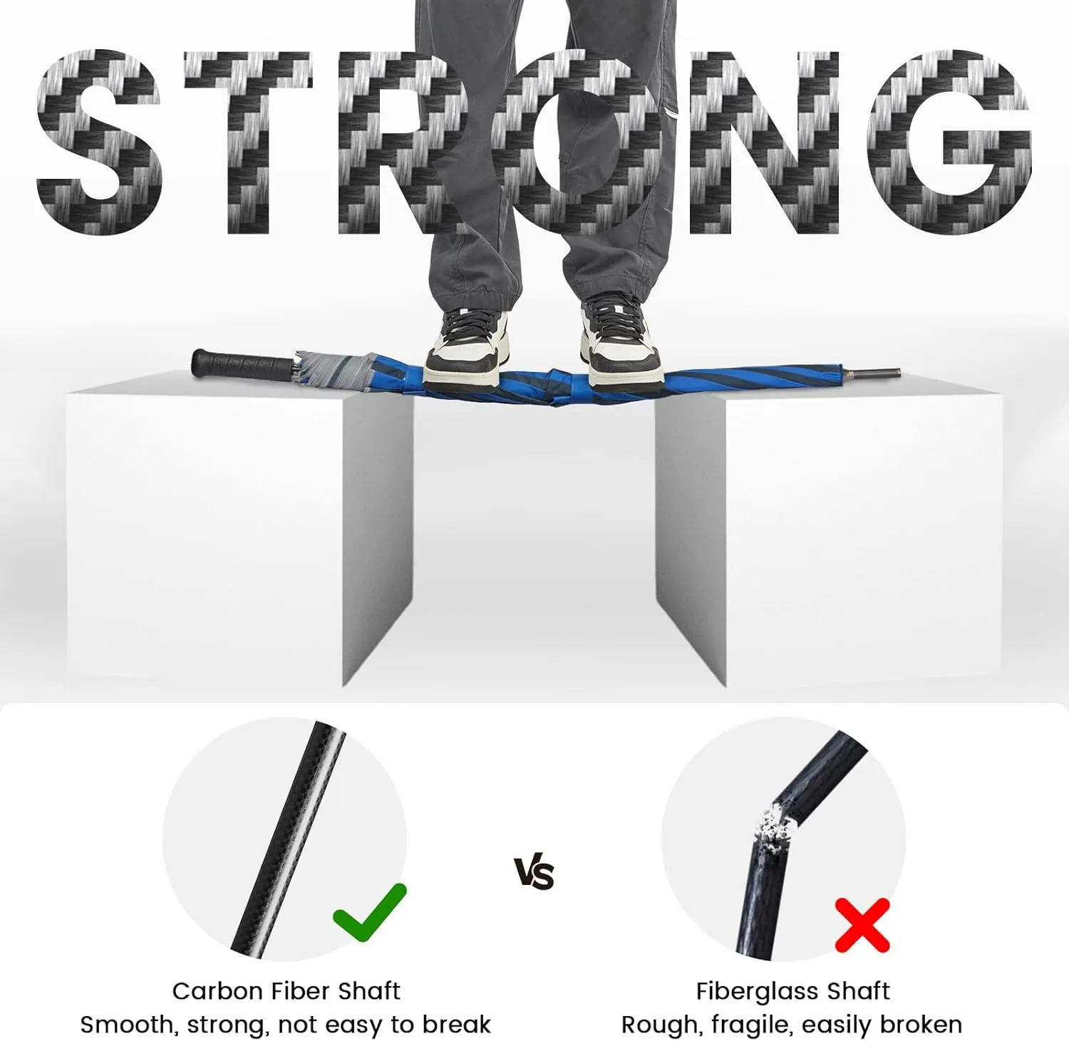 G4Free Strongest Golf Umbrella with Full Carbon Fiber, Well-constructed & Super Lightweight & Windproof Double Vented Mesh Canopy Large Oversized Stick Umbrellas for Rain Sun, Automatic Open