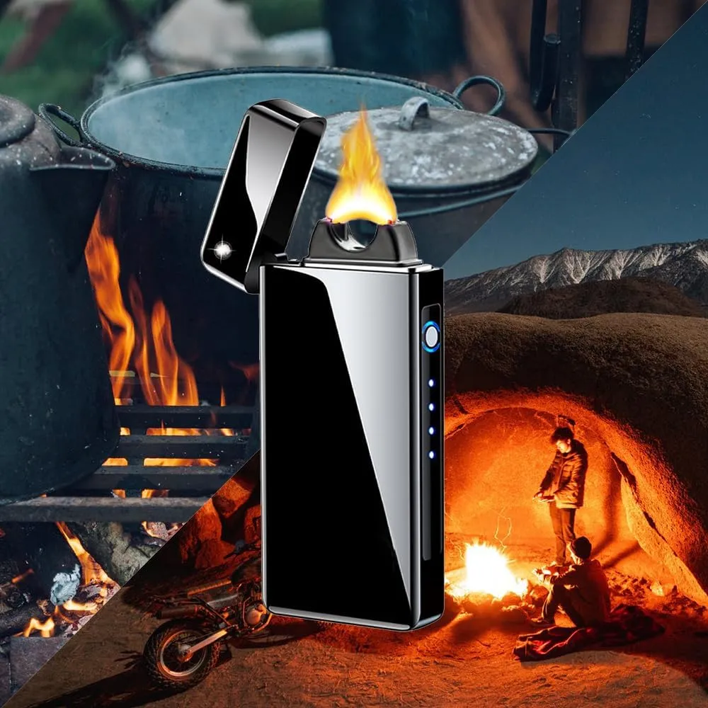 GADATOP Arc Plasma Flame Lighter USB Rechargeable Windproof Electric Lighter for Candle (Black)