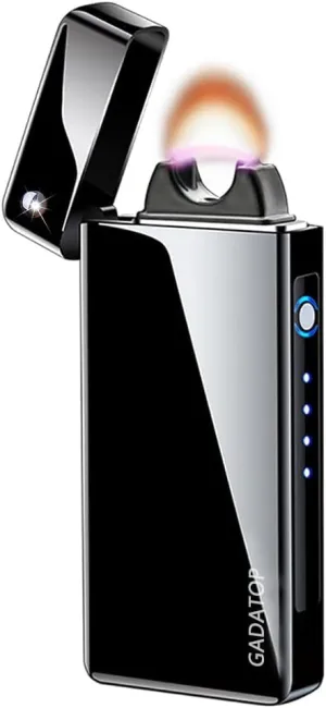 GADATOP Arc Plasma Flame Lighter USB Rechargeable Windproof Electric Lighter for Candle (Black)