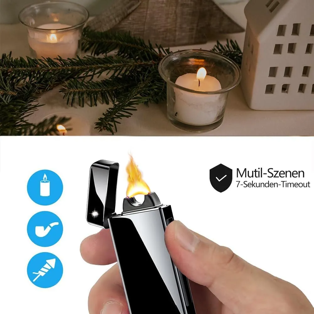 GADATOP Arc Plasma Flame Lighter USB Rechargeable Windproof Electric Lighter for Candle (Black)