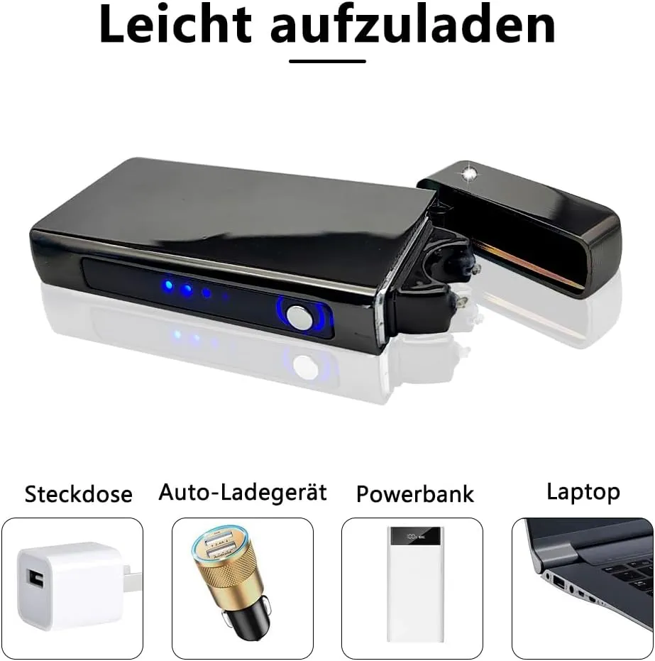 GADATOP Arc Plasma Flame Lighter USB Rechargeable Windproof Electric Lighter for Candle (Black)