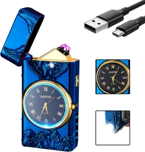 GADATOP Eagle Lighter, Plasma Lighter, Electric Arc Lighter, USB Lighter Multifunctional Lighter, Windproof Lighter, Fashion Lighter, Metal Lighter Luminous Real Watch dial LED Lighting (Blue Eagle)